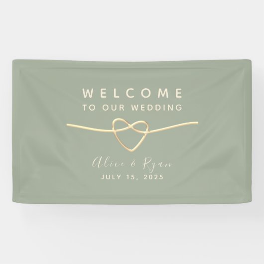 Sage Green Wedding Welcome Spandoek (Horizontaal)