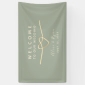 Sage Green Wedding Welcome Spandoek (Verticaal)