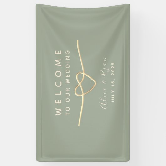 Sage Green Wedding Welcome Spandoek (Verticaal)