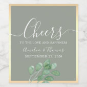 Sage Green Wedding Wijnfles Label Wijn Etiket (Enkel label)