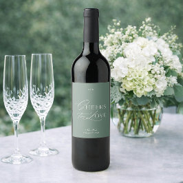 Sage Green Wedding Wine Label – Cheers to Love Wijn Etiket