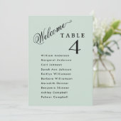 Sage Green Wedding Zitplan Kaarten Namen Gast (Staand voorkant)