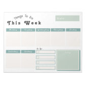 Sage Green Weekly Calendar Planner Notitieblok (Voorkant)
