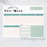 Sage Green Weekly Calendar Planner Notitieblok<br><div class="desc">Ervaar een probleemloze organisatie met ons Sage Green Weekly Calendar Planner Notitieblok dat boho chic schreeuwt. Lijn uw schema af op uw persoonlijke stijl, want deze planner brengt u een kalmerende aura met zijn koele salie groene schaduw. Of u nu een strak schema of een ontspannen week voor de boeg...</div>