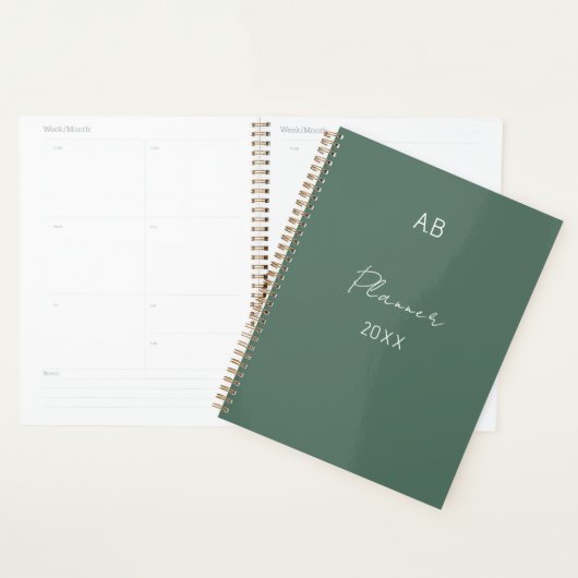Sage Green Weekly Planner with Custom Initials (Display)