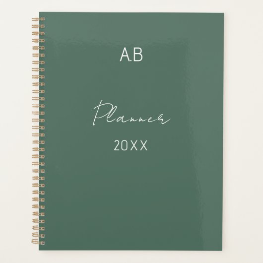 Sage Green Weekly Planner with Custom Initials (Voorkant)