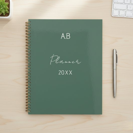 Sage Green Weekly Planner with Custom Initials