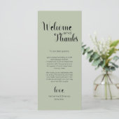 Sage Green Welcome & Thanks Place Setting Cards Programmakaart (Staand voorkant)