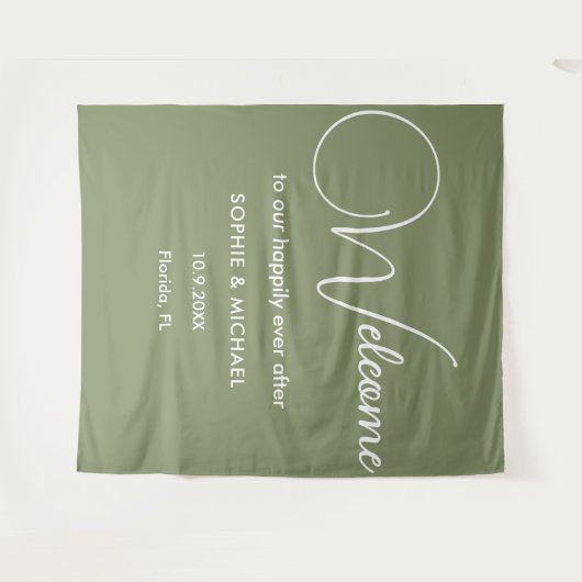 Sage Green Welcome Weddenschap Foto Prop Backdrop Wandkleed (Voorkant (horizontaal))