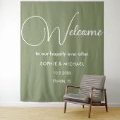 Sage Green Welcome Weddenschap Foto Prop Backdrop Wandkleed (In situ)