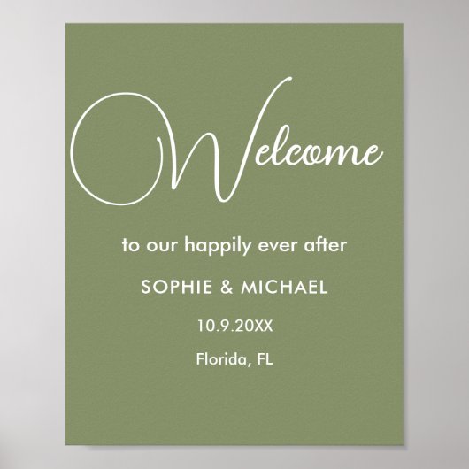 Sage Green Welcome Wedding Poster (Voorkant)
