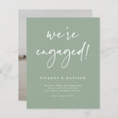 Sage Green We're Engaged Verloving Aankondiging (Voorkant / Achterkant)