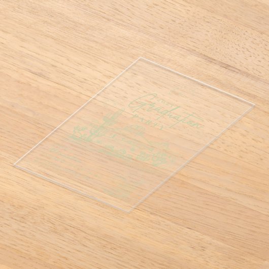 Sage Green Western Cowgirl Afstudeerfeest Acryl Uitnodigingen (Laagn)