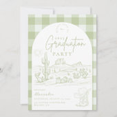 Sage Green Western Cowgirl Afstudeerfeest Kaart (Voorkant)