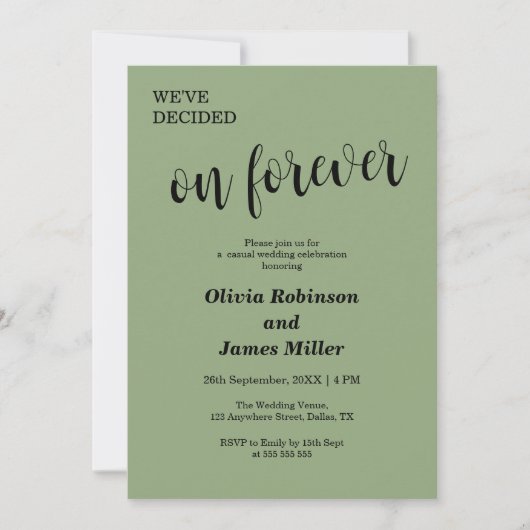 Sage Green We've Decided On Forever Casual Wedding Kaart (Voorkant)
