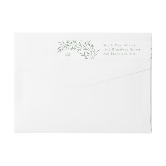 Sage Green Whimsical Botanical Line Art Return (Achterkant)