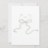 Sage Green Whimsical Bow Cherub bruiloft uitnodigi Kaart (Achterkant)