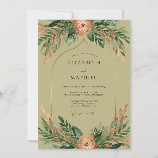 Sage Green Whimsical Rustic Wedding Kaart (Voorkant)