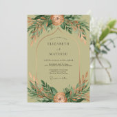Sage Green Whimsical Rustic Wedding Kaart (Staand voorkant)