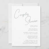 Sage Green Whimsical Script Chic Koppels Babyshowe Kaart (Voorkant)