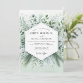 Sage Green Whispery Botanical Wedding Kaart (Staand voorkant)