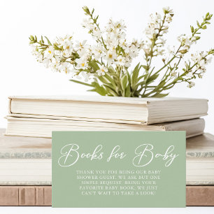 Sage Green White Baby shower Boeken voor Baby Informatiekaartje