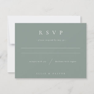 Sage Green & White Boho 1 Huwelijk Modern RSVP Kaartje