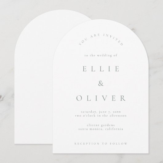 Sage Green & White Boho Arch Moderne bruiloft Kaart (Voorkant / Achterkant)