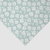 Sage Green White Boho Bloemen Baby shower Verjaard Tissuepapier (Detail)