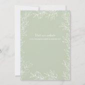 Sage Green White Botanical Line Art Leaves Wedding Kaart (Achterkant)