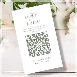 Sage Green | White Capture The Love QR-code Informatiekaartje