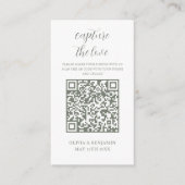 Sage Green | White Capture The Love QR-code Informatiekaartje (Voorkant)