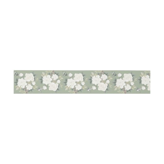 Sage Green White Chinoiserie Floral Wedding Uitnodigingen Wikkel (Vlak)