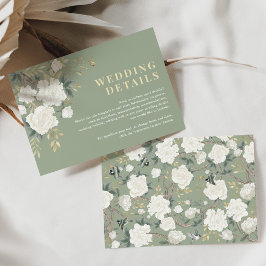 Sage Green White Chinoiserie Wedding Details Informatiekaartje
