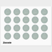 Sage Green White Cross Boy Baptism Round Sticker (Vel)