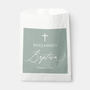 Sage Green White Cross Boy Baptisme Favor Bags Bedankzakje