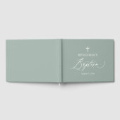 Sage Green White Cross Boy Baptisme Guest Book Gastenboek (Volledig)