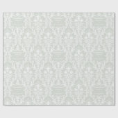 Sage Green White Damask voeg naam toe & is gefelic Cadeaupapier (Vlak)