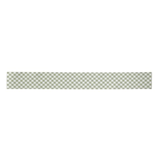 Sage Green White Diagonal Gingham checkt elegant Satijnen Lint (Voorkant)