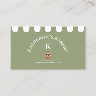 Sage Green White Elegant Bakery Visitekaartje
