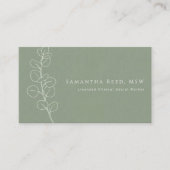 Sage Green White Eucalyptus Therapist Appointment Visitekaartje (Voorkant)