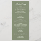 Sage Green White Floral Botanical Wedding Programm Menu (Achterkant)