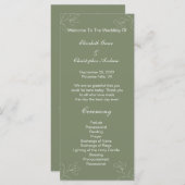 Sage Green White Floral Botanical Wedding Programm Menu (Voorkant / Achterkant)
