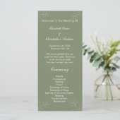 Sage Green White Floral Botanical Wedding Programm Menu (Staand voorkant)