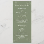 Sage Green White Floral Botanical Wedding Programm Menu (Voorkant)