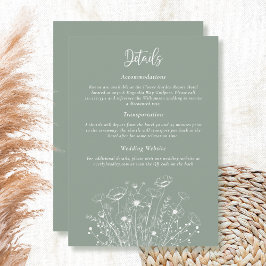 Sage Green White Floral Detail Behuizing Kaart