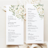 Sage Green White Floral Elegant Wedding Ceremony Programmakaart