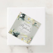 Sage Green White Floral Glitter Vrijgezellenfeest Bedankjes Labels (In situ)