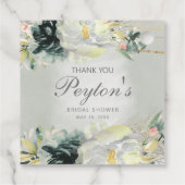 Sage Green White Floral Glitter Vrijgezellenfeest Bedankjes Labels (Achterkant)