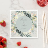 Sage Green White Floral Glitter Wedding Servet (Insitu)
